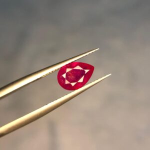 premium pear shaped faceted ruby – 1.5 carats | afghanistan origin.